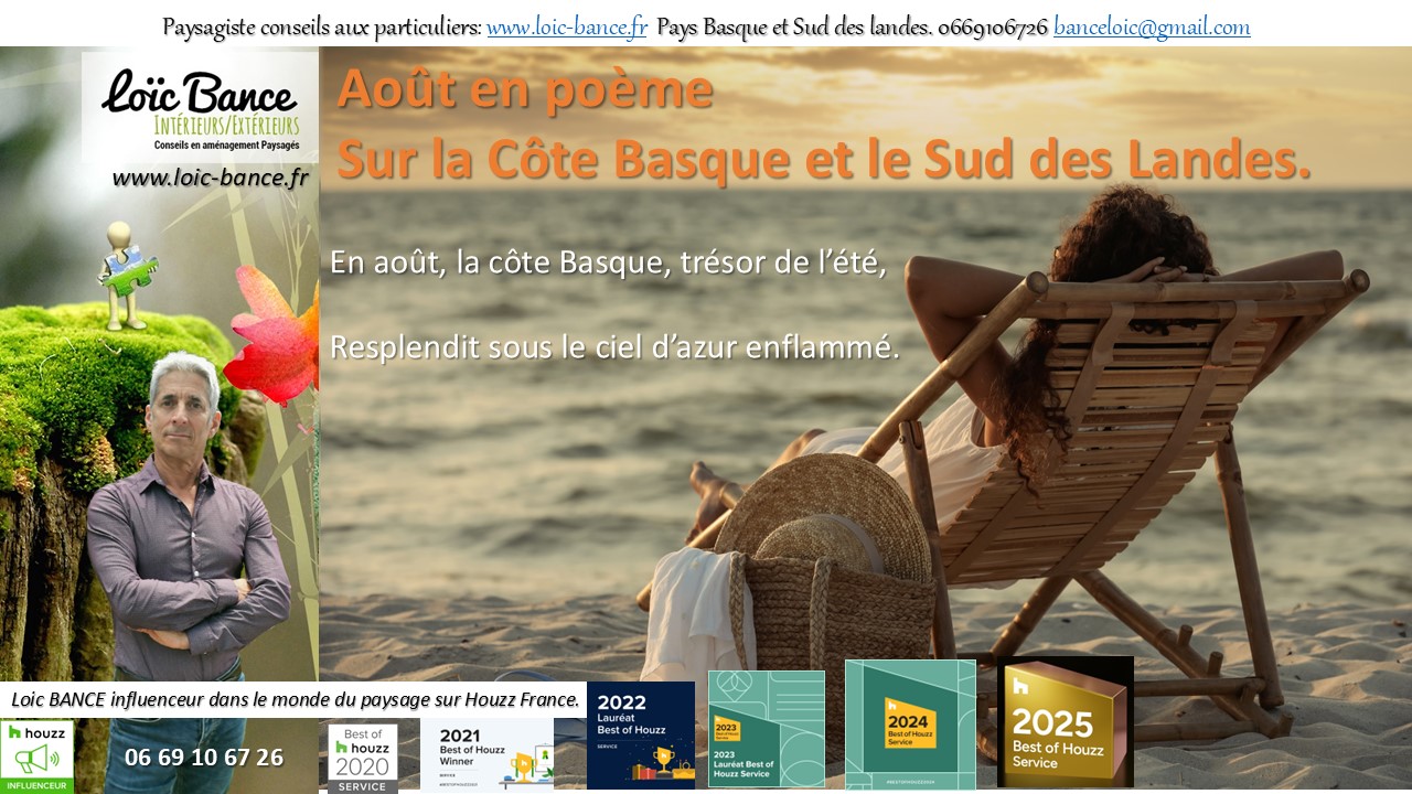 Ahetze paysages Le mois d'août en poème sur la cote Basque et Landaise.